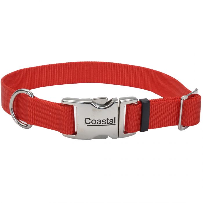 Titan Metal Buckle Adj. Nylon Collar- 5/8 - Red