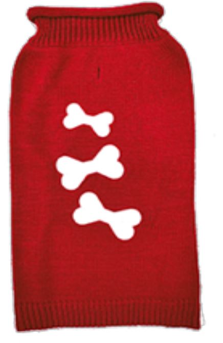 Doggie-Q Red w/ White Bones Sweater 14"