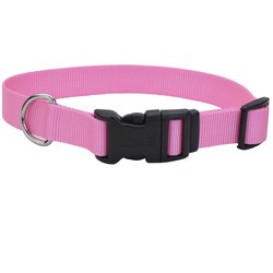Coastal Adjustable Nylon Collar w Tuff Buckle Pink Bright Dog 1x14-20in