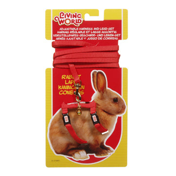Living World Adjustable Harness and Lead Set for Rabbits - Red - 1.2 m (4 ft)