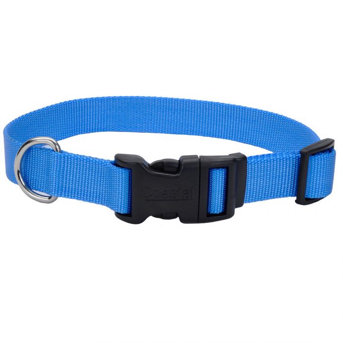 Coastal Adjustable Nylon Collar w Tuff Buckle Blue Lagoon Dog 3/4x14-20in