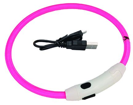 Coastal Usb Light Up Neck Ring Pink Dog 1pc 16in