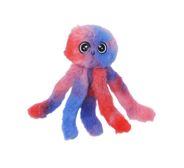 Bud'Z Cat Toy- Filled With Catnip - Octopus - Blue and Red 5in