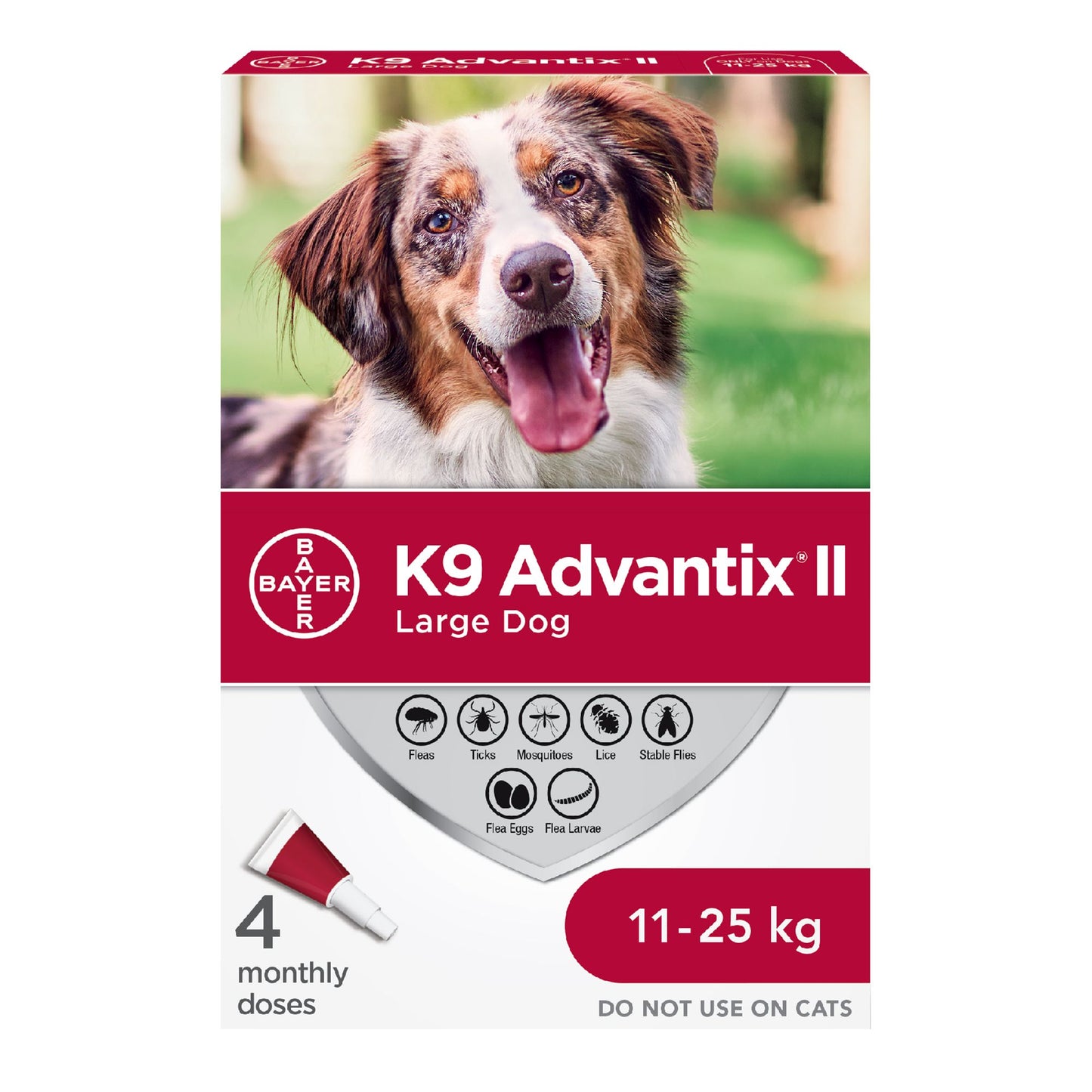 K9 Advantix Ii Flea+Lice+Mosquito, Large Dog 11-25Kg 2.5Ml, 4 Doses