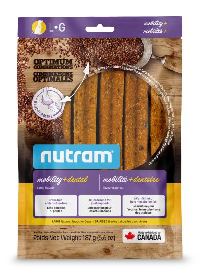 Nutram Optimum Combinations Mobility+Dental Treats, Lamb, Large, Dog 187g