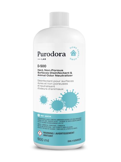 Purodora Lab D-500 Non-Porous Surfaces Disinfectant & Animal Odor Neutralizer, Mint 500 ml