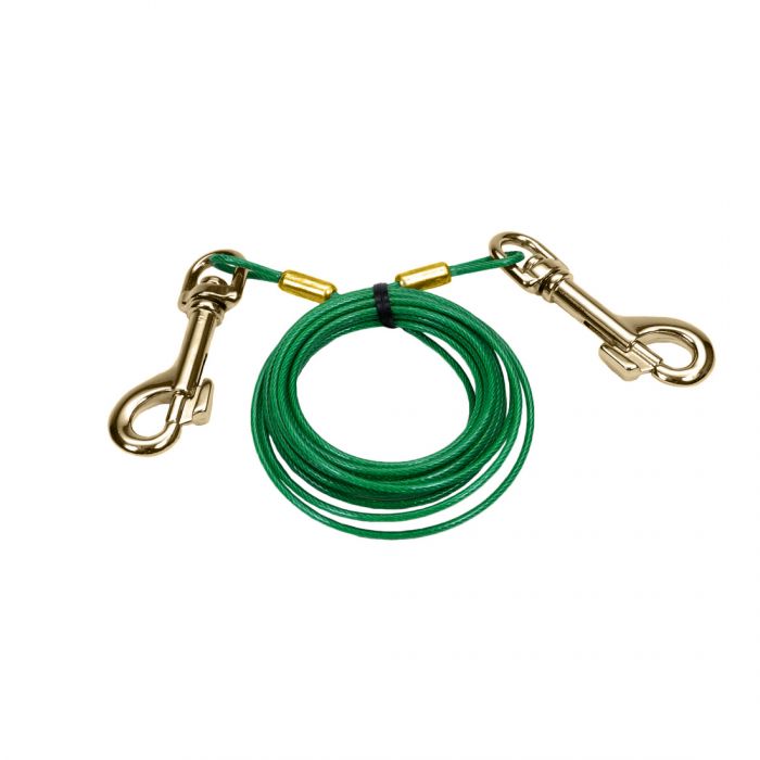 Titan Puppy Cable Tie Out with Brass Plated Snaps Green Dog 12ft