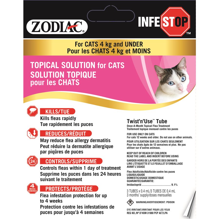 Zodiac Infestop Topical Flea Adulticide For Cats Under 4Kg