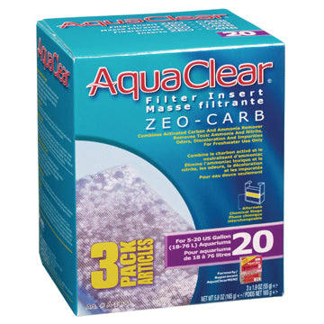 AquaClear 20 Zeo-Carb Filter Insert, 3 pack, 165 g (5.8 oz )