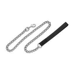 Titan Chain Dog Leash with Nylon Handle - 2mm x 4ft Black