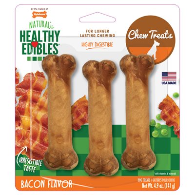 Nylabone Healthy Edibles Longer Lasting Bacon Bones Regular Triple Pack