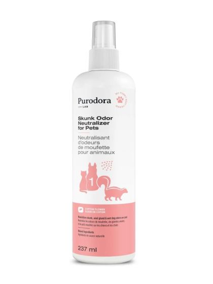 Purodora Lab Skunk Odor Neutralizer Spray for Pets, Cotton Flower 237ml (STEP 1)