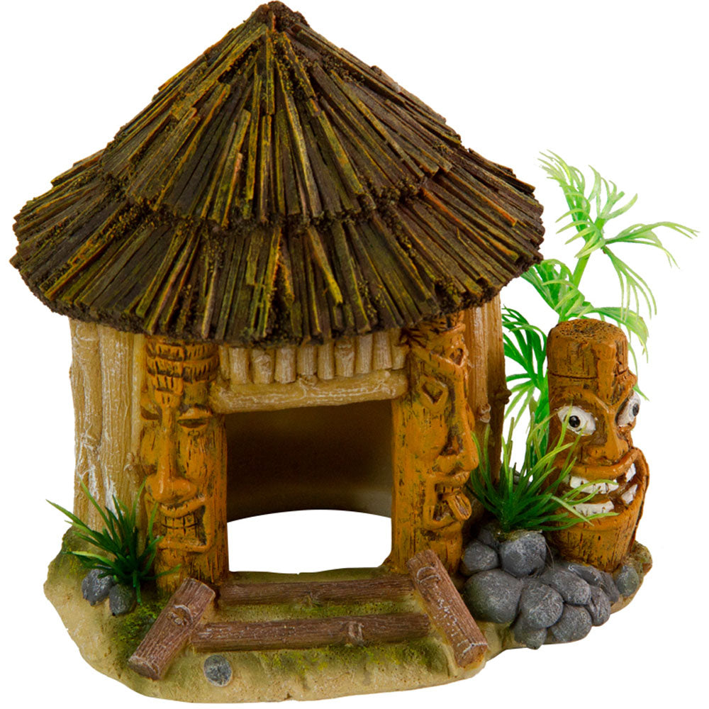 AQUA-FIT Polyresin Tiki Hut 4x4x4"