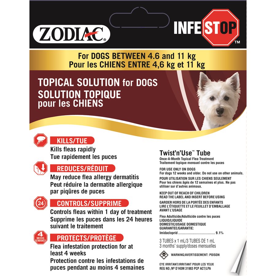 Zodiac Infestop Topical Flea Adulticide For Dogs 4.6Kg - 11Kg