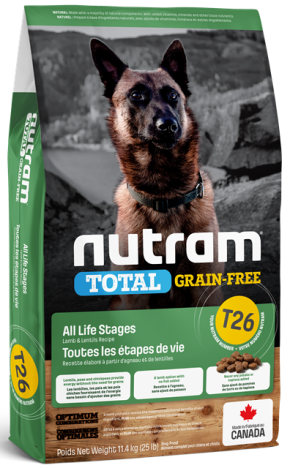 Nutram Dog Total Grain-Free T26 Adult Dog Lamb and Lentils Recipe 11.4Kg
