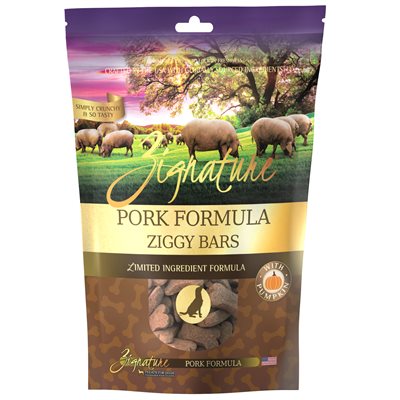 Zignature Ziggy Bars Pork Formula Biscuit Treats for Dogs 12oz