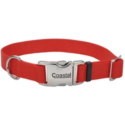 Titan Adj Nylon Collar w Titan Metal Buckle Red Dog 1x14-20in