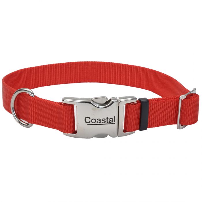 Titan Metal Buckle Adj. Nylon Collar- 1 - Red