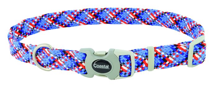 Pro Active Adjustable Woven Reflective Dog Collar, Cobalt Crossed, 1" x 18-26" Dog 1pc