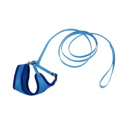 Comfort Soft Adj Mesh Cat Harness XSmall w 6ft Lsh Blue Lagoon Cat 3/8in x 11-14in