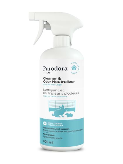 Purodora Lab Cleaner & Odor Neutralizer Spray For Small Animal Cage, Apple & Lavender 500 ml