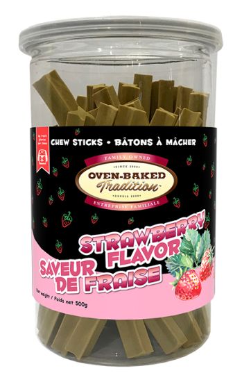 Oven-Baked Tradition Strawberry Flavour Chew Sticks Dog 500g