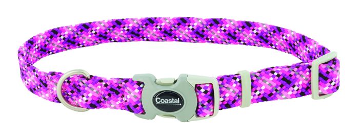 Pro Active Adjustable Woven Reflective Dog Collar, Pixel Pink, 1" x 18-26" Dog 1pc