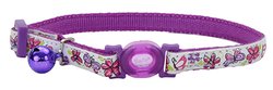 Safe Cat Safe Cat Glow in the Dark Adjustable Breakaway Cat Collar Glowing Purple Butterfly 3/8" x 8-12"