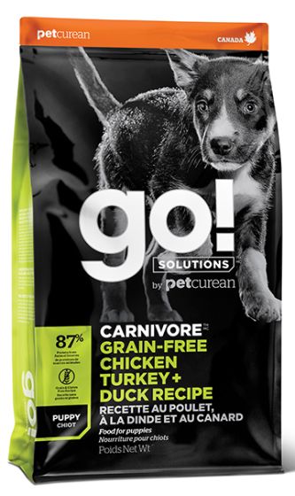 Go! Carnivore Grain Free Chicken Turkey Duck Puppy Dog 12lb