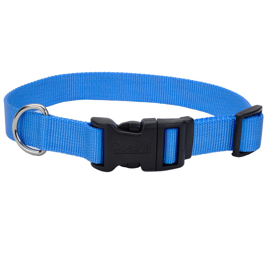 Coastal Adjustable Nylon Collar w Tuff Buckle Blue Lagoon Dog 5/8X10-14"