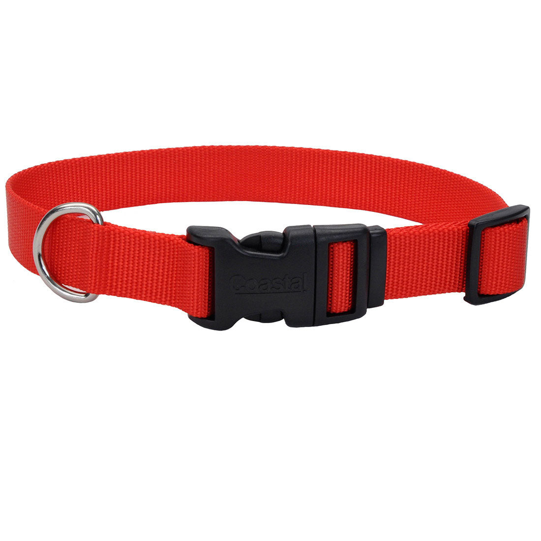 Coastal Adjustable Nylon Collar w Tuff Buckle Red Dog 3/8x8-12in
