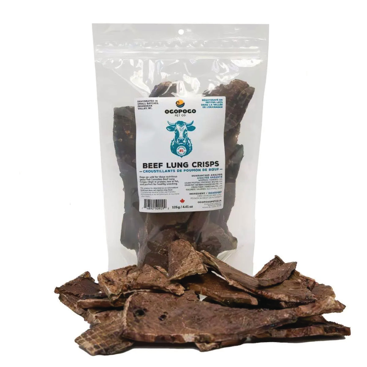 Ogopogo Pet Co.: Beef Lung Crisps 125g