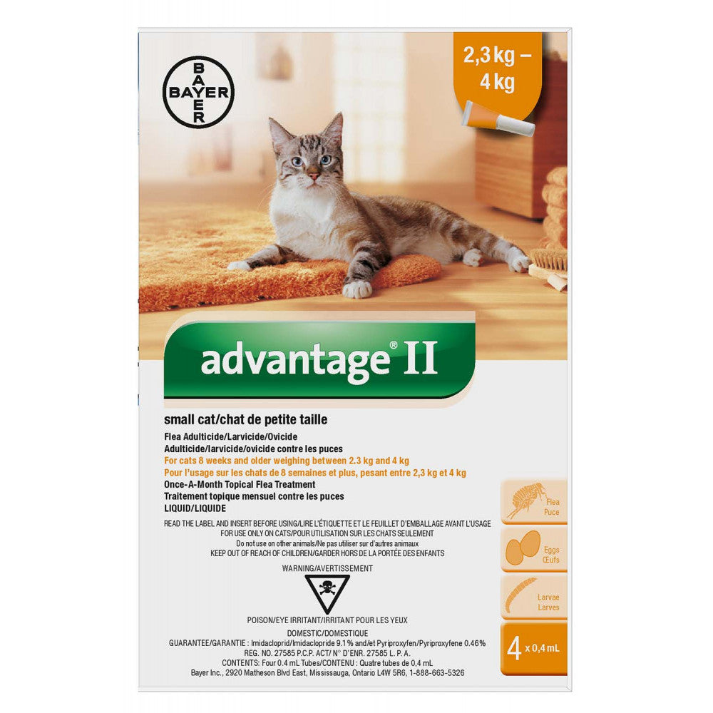 Advantage Ii Flea, Small Cat, 2.3-4Kg, 4 Doses