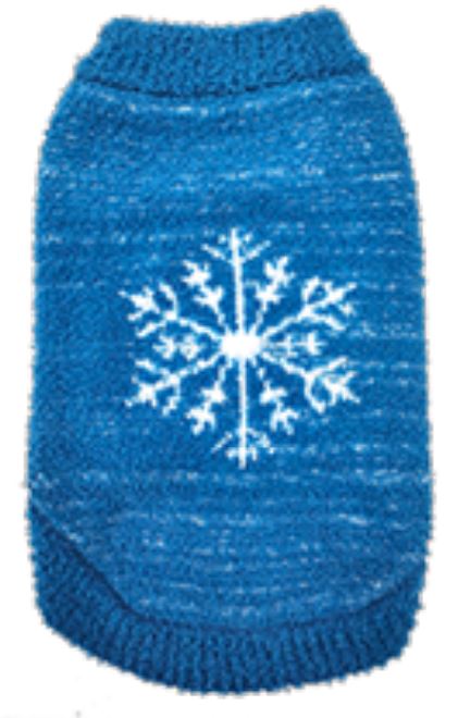 Doggie-Q Blue w/ Snowflake Sweater 16"