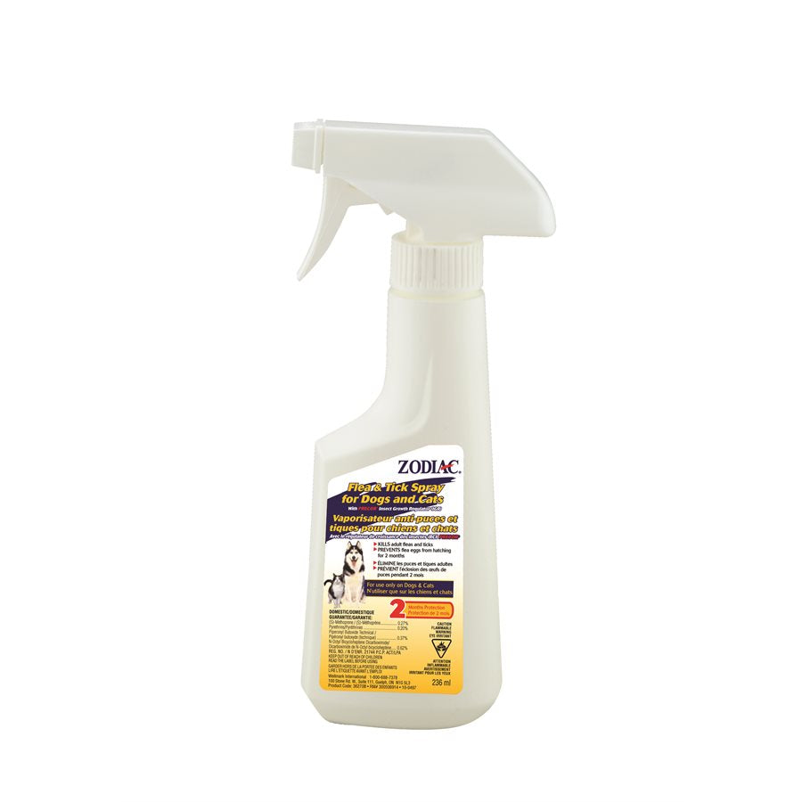 Zodiac Flea & Tick Spray For Dogs And Cats - 236Ml