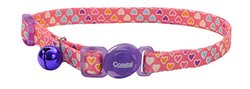 Safe Cat Fashion Adjustable Breakaway Cat Collar Multi-Coloured Hearts 3/8" x 8-12"