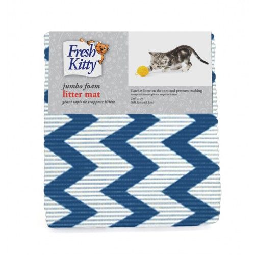 Royal Pet Fresh Kitty Blue & White Chevron Decorative Foam Litter Mat 40 X 25