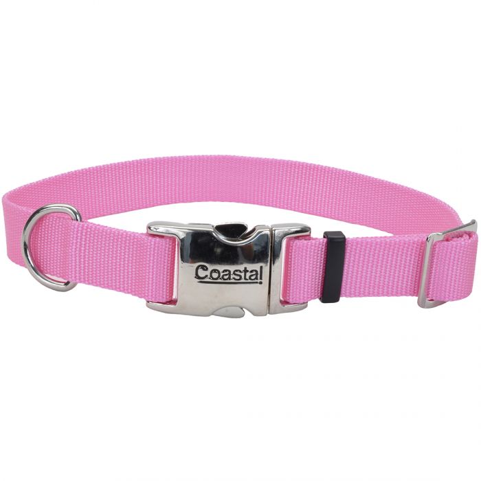 Titan Metal Buckle Adj. Nylon Collar- 3/4 - Pink