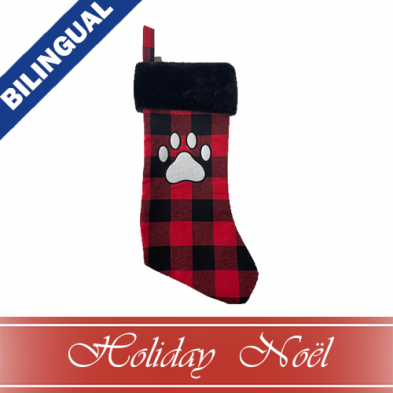 Spot Holiday Red & Black Plaid Pawprint Pet Stocking