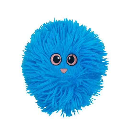 Bud'Z Plush Dog Toy 3 Layers Fabric - Fluffy Ball, Blue, Small 4in