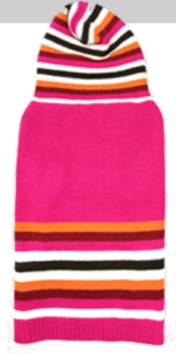 Doggie-Q Fuschia Striped Hoodie Sweater 10"