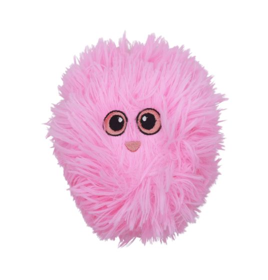 Bud'Z Plush Dog Toy 3 Layers Fabric - Fluffy Ball, Pink, Small 4in