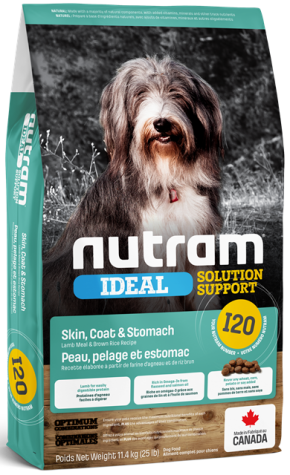 Nutram Dog Ideal Solution Support I20 Sensitive Skin, Coat & Stomach Dog, 11.4KG