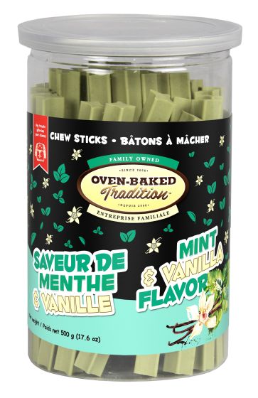 Oven-Baked Tradition Mint and Vanilla Flavour Chew Sticks Dog 500g