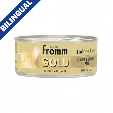 FROMM GOLD INDOOR CAT HAIRBALL CONTROL CHICKEN & SALMON PT FOOD FOR ADULT CATS 5.5OZ