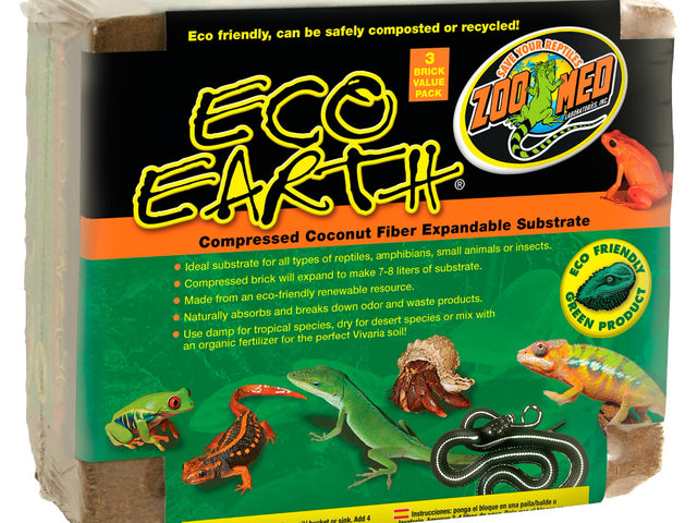 Zoo Med Eco Earth Coconut Fiber Substrate - 3 Bricks (EE-20)