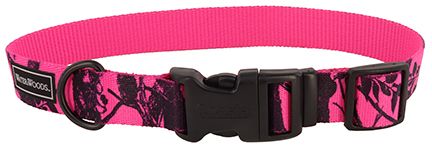 Water And Woods Blaze Adjustable Patterned Dog Collar Neon Pink Tree Dog 1inx14-20in 1pc
