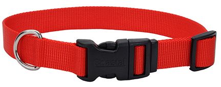 Coastal Adjustable Nylon Collar With Tuff Buckle Red Dog 1pc 5/8x10-14in