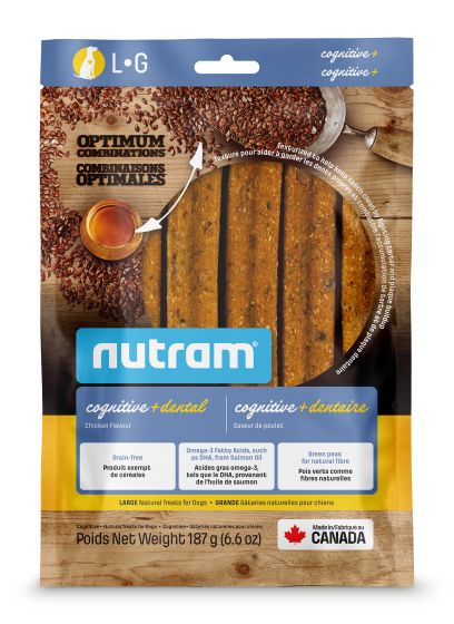 Nutram Optimum Combinations Cognitive+Dental Treats, Chicken, Large, Dog 187g