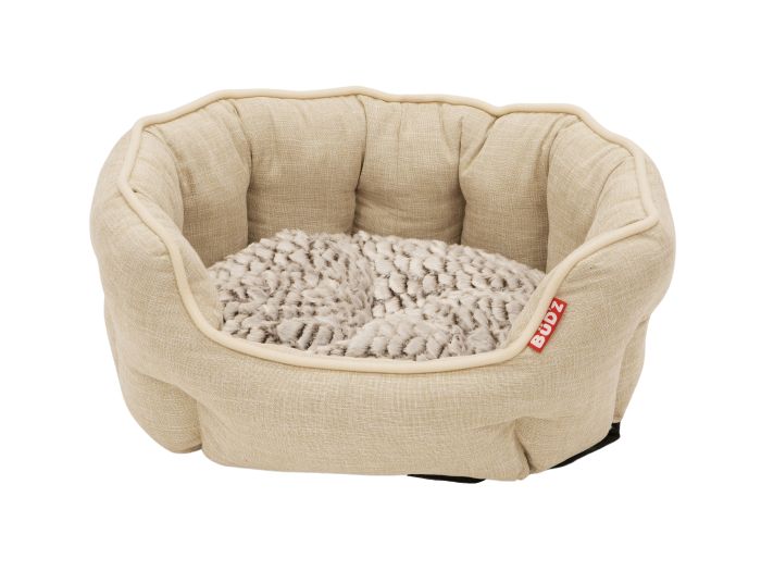 Bud'Z Round Deluxe Cuddler Medium Cream Dog Cat 22.5"x20.5"